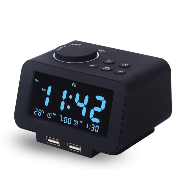 uscce Other Brand Newuscce Fm Radio Dual Alarm Clock With Dual Usb